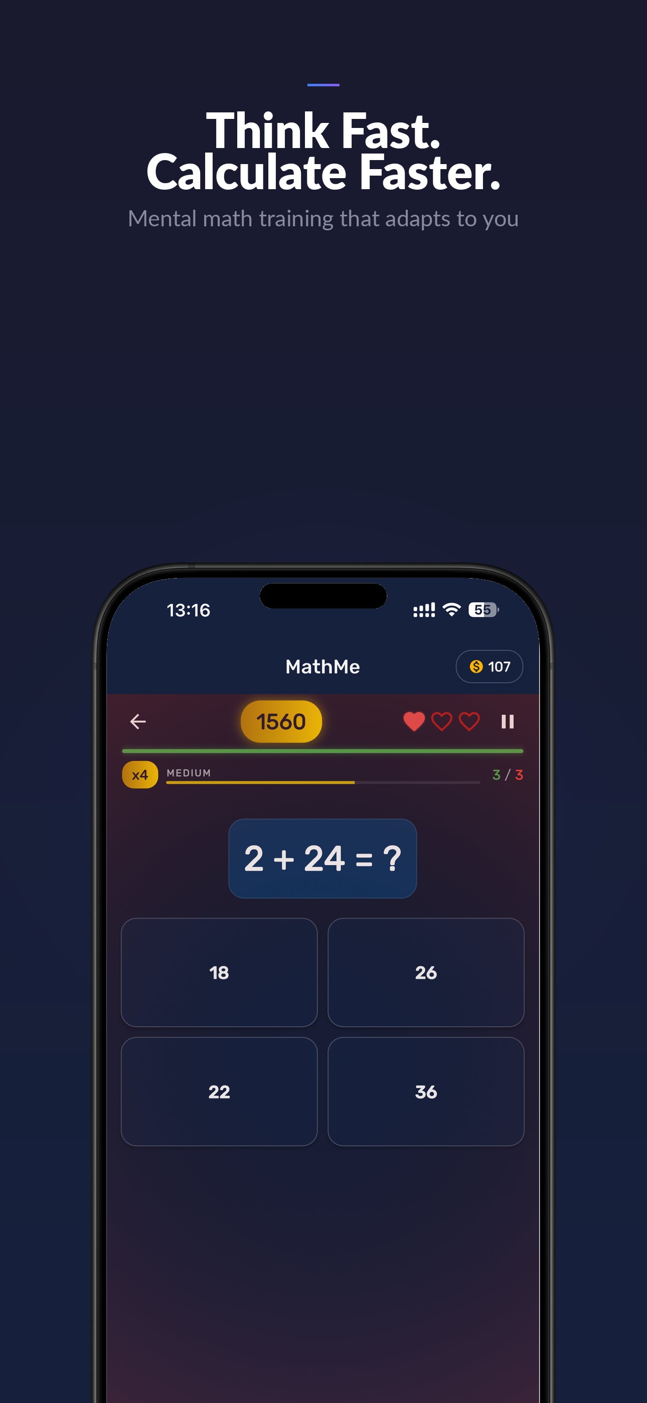 MathMe — mental math training app